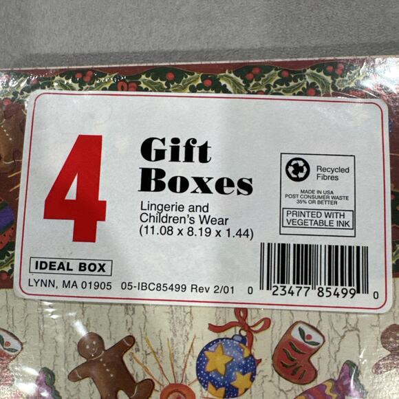 Vtg Ideal Box Brand Holiday Christmas Themed Gift Boxes Pack of 4 Made In USA - Picture 2 of 4